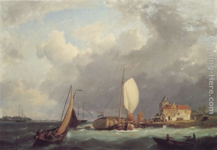 Hermanus Koekkoek Snr Shipping off the Dutch Coast